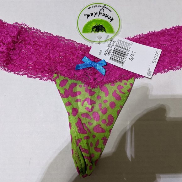 Honeydew Intimates Leopard Print Lace & Mesh Thong - Picture 1 of 4